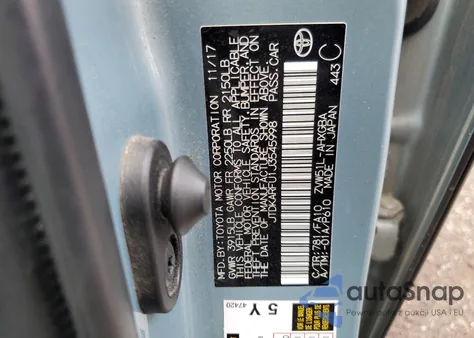 2018 Toyota Prius из США, поврежденный, VIN JTDKARFU1J3545998